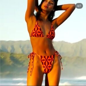 Skatie Women's Swimwear - Orange and Black Bikini